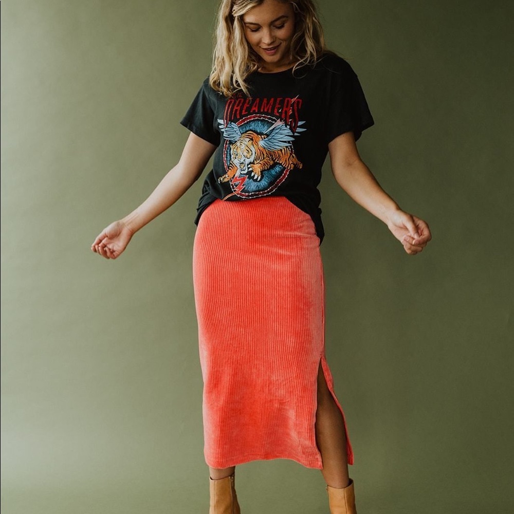 Free People Helen Ribbed Midi Skirt